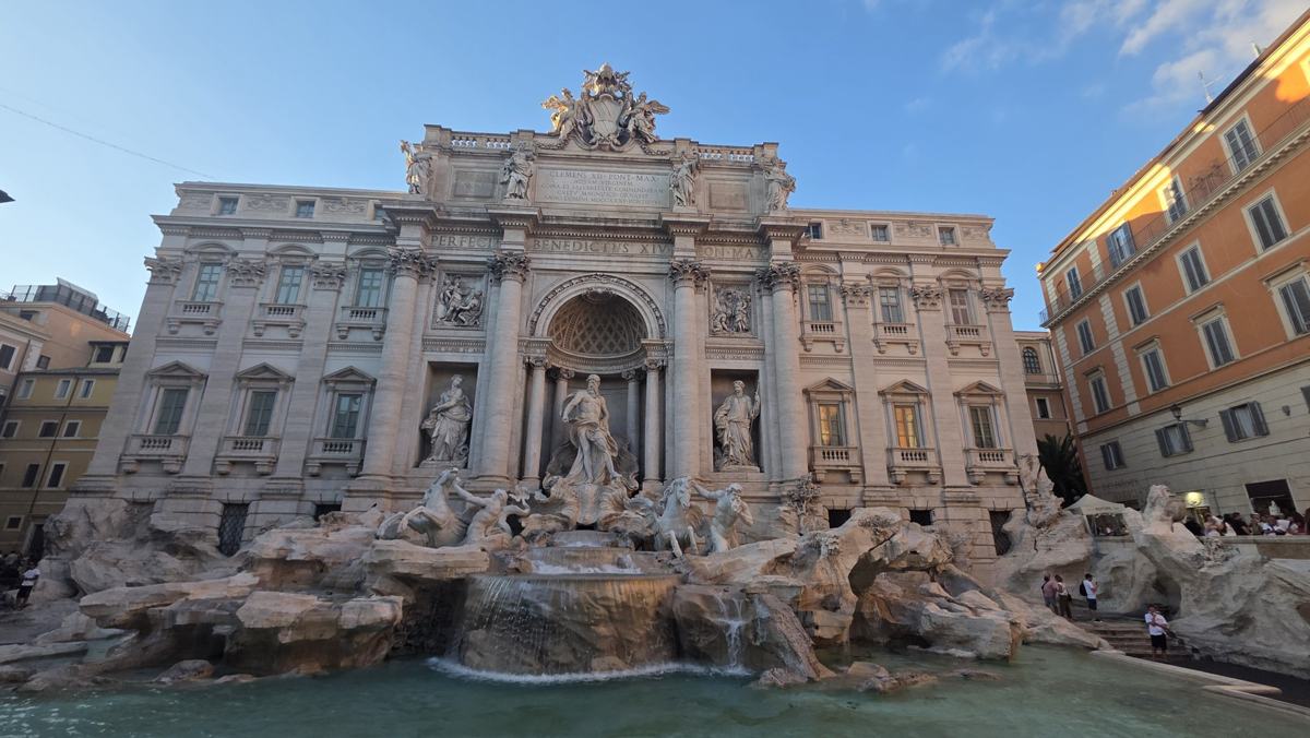 Trevi Fountain in the early evening.