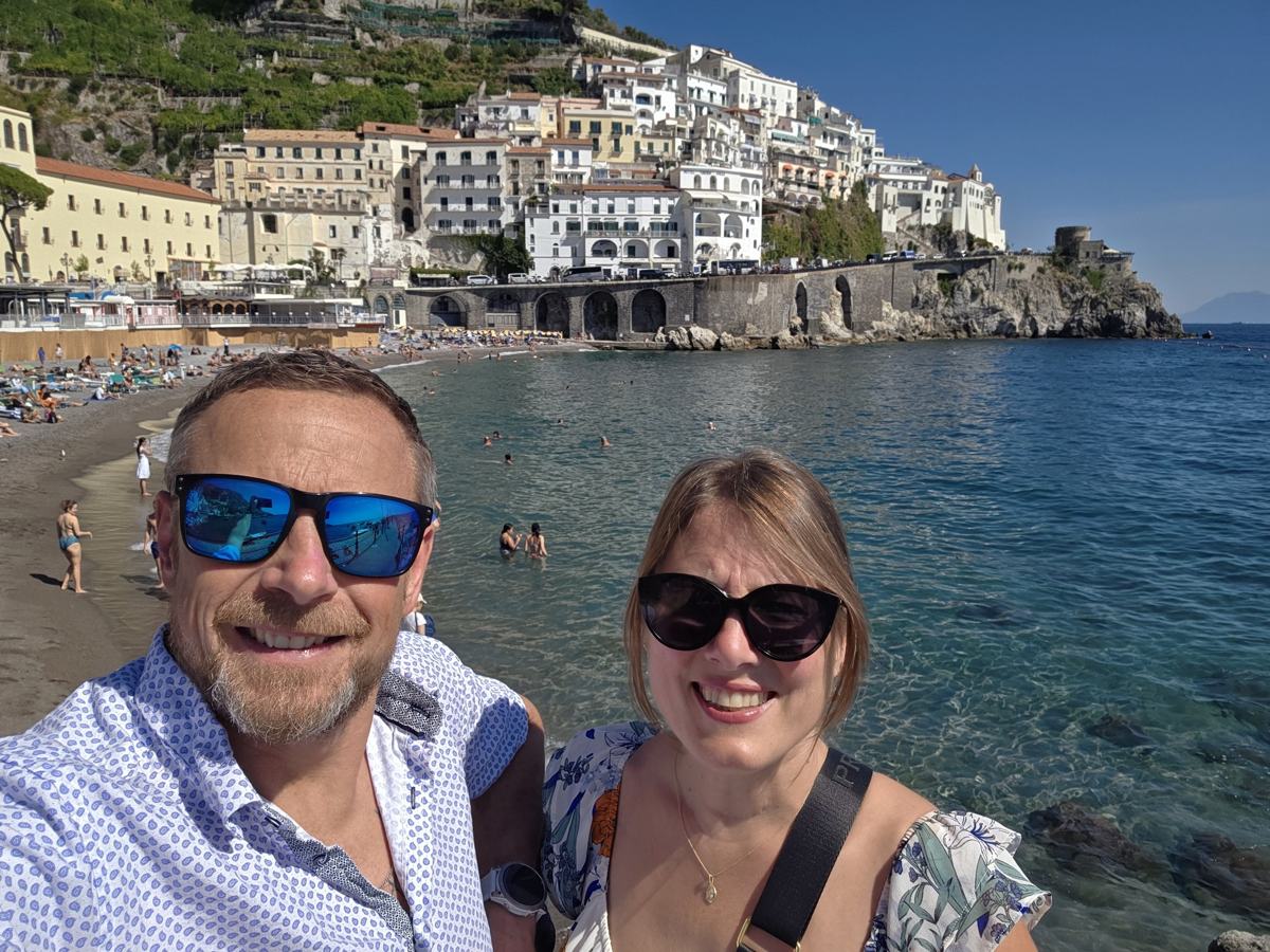 Amalfi from beside the beach.