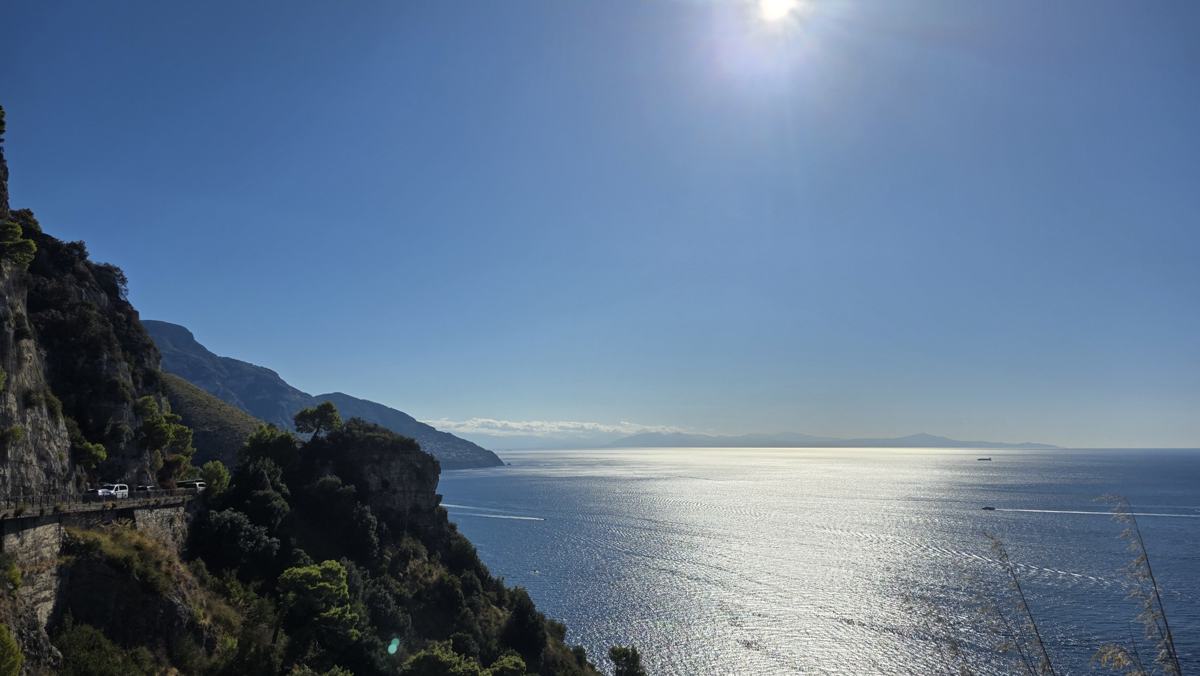 Morning light across the sea before leaving the coast.