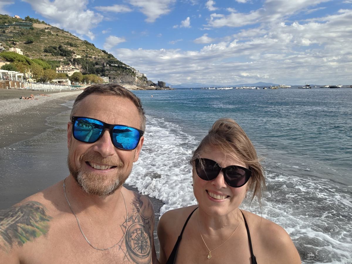 Making time for a swim on the coast.