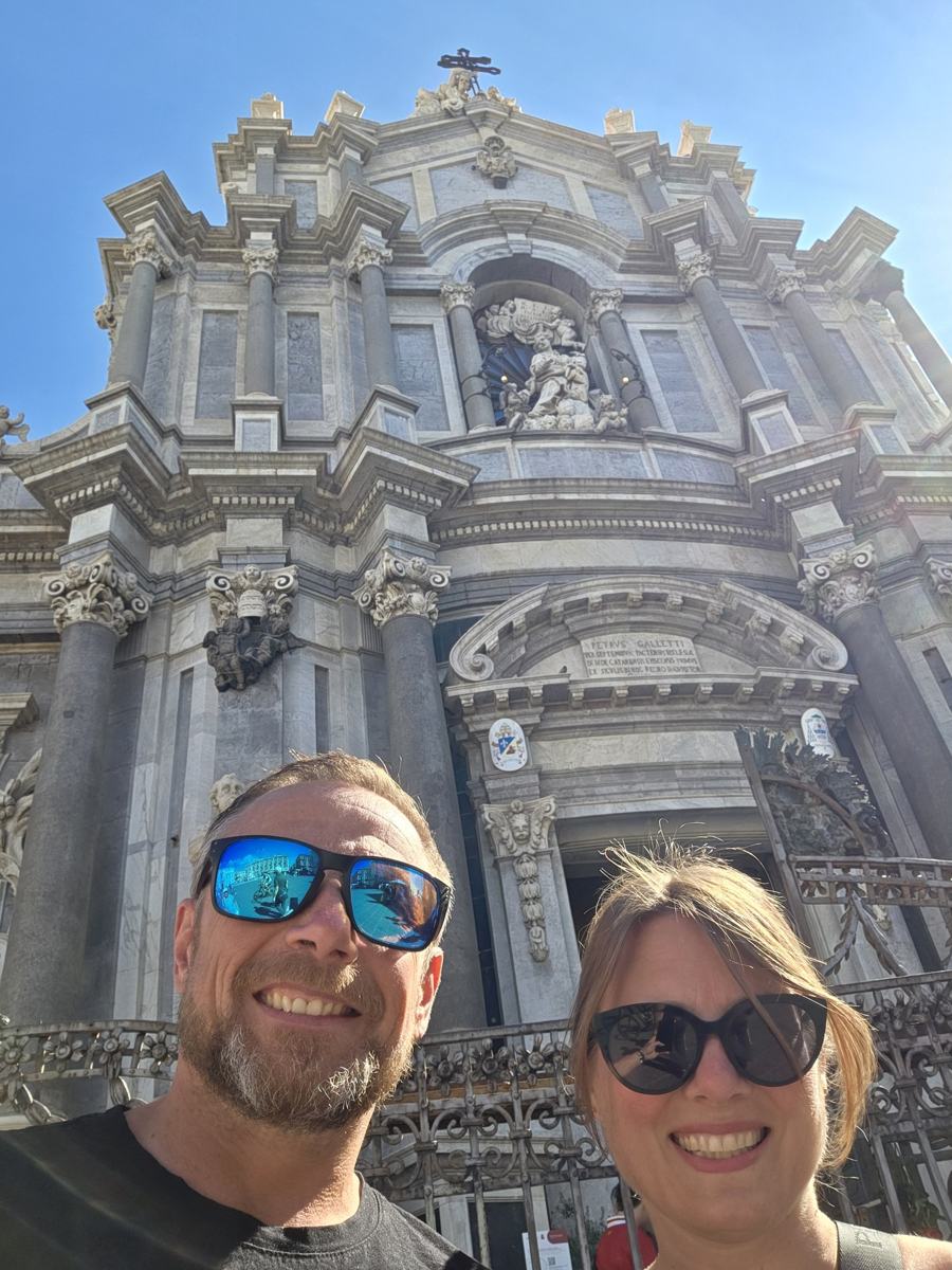 Together outside Catania Cathedral.
