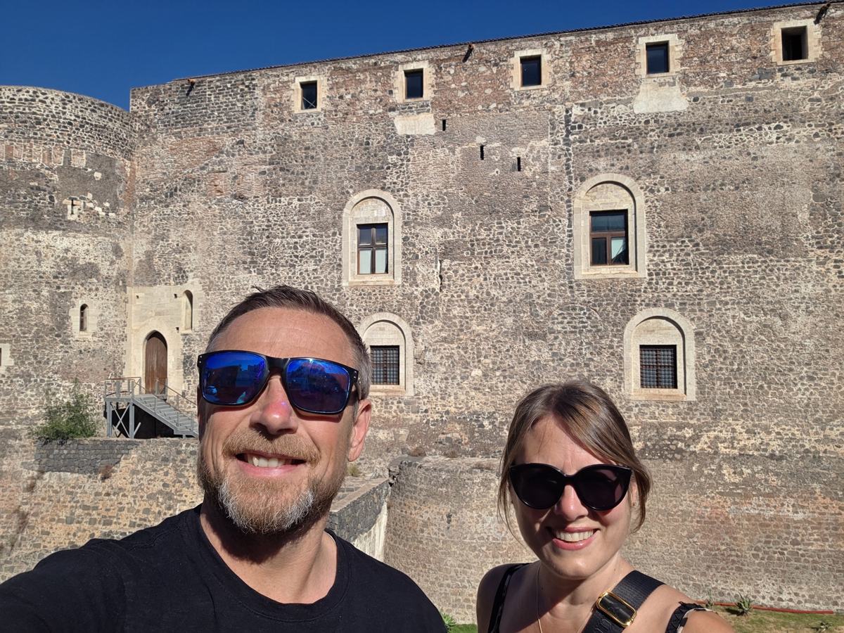 Together outside Castello Ursino.