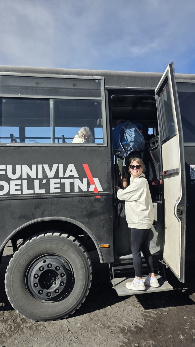 Jenn boarding the excursion vehicle.