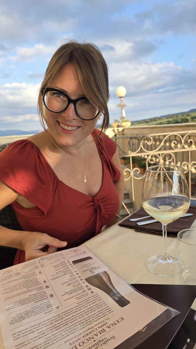 Jenn at the tasting table.