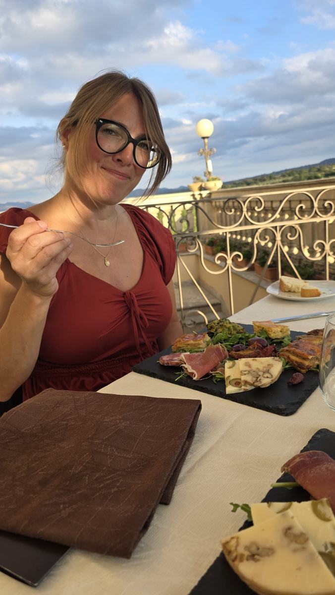 Taking our time over the food and wine.