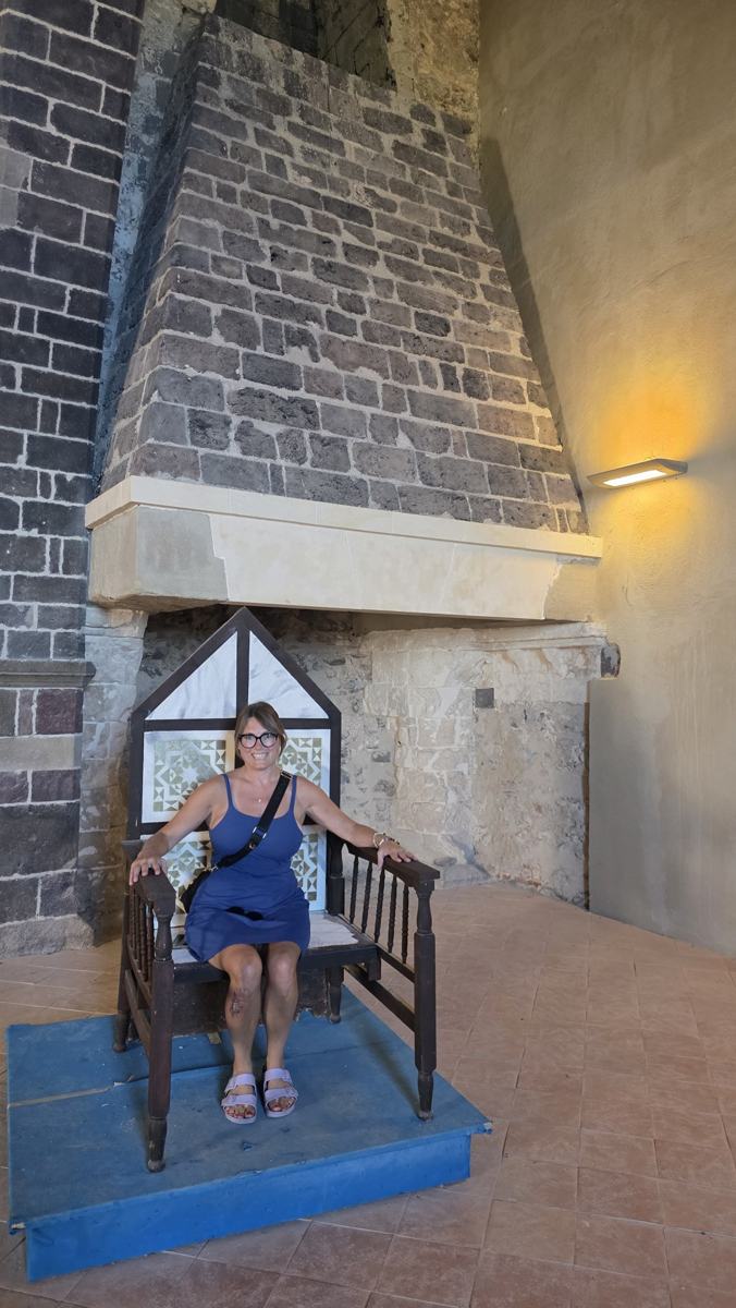 Jenn inside the castle.