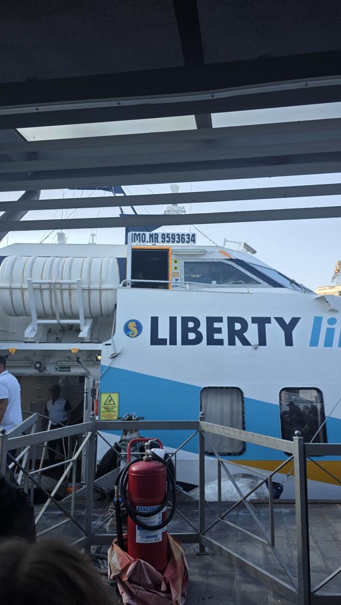 Boarding Liberty Lines for our island day.