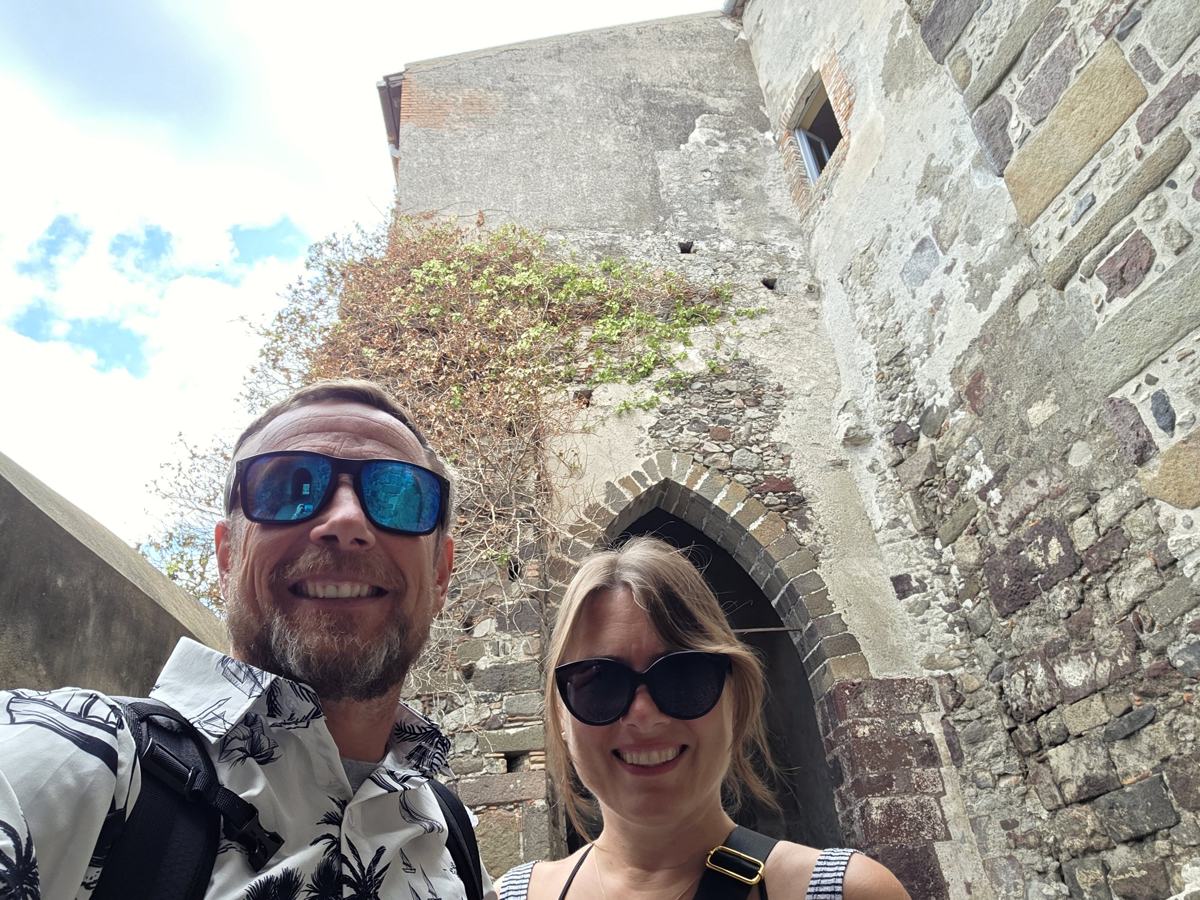 Exploring Lipari’s fortified old town.