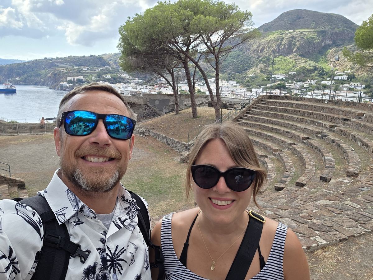 Together above the waterfront in Lipari.