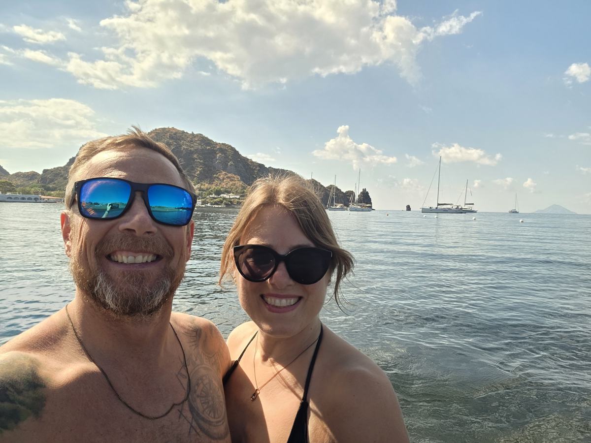 A swim during our Vulcano visit.