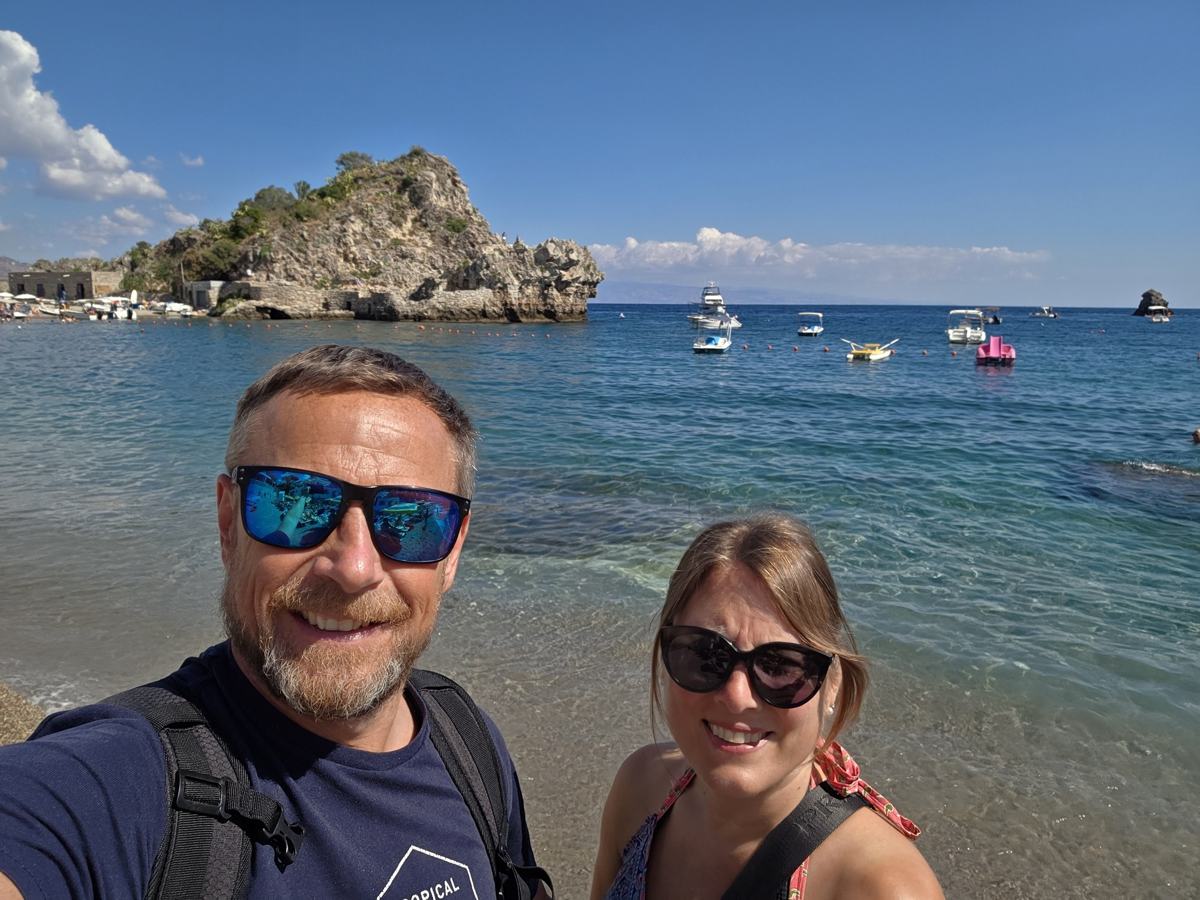 Together at the coast below Taormina.
