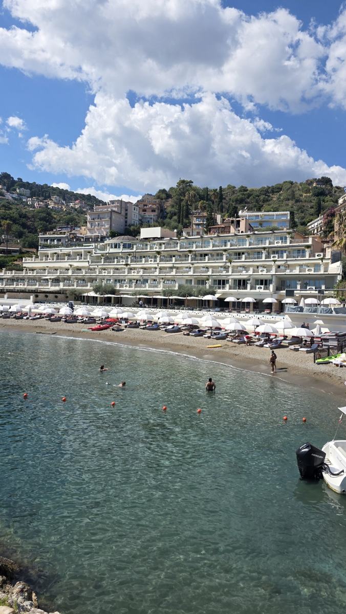 Beachfront views during our Taormina stop.