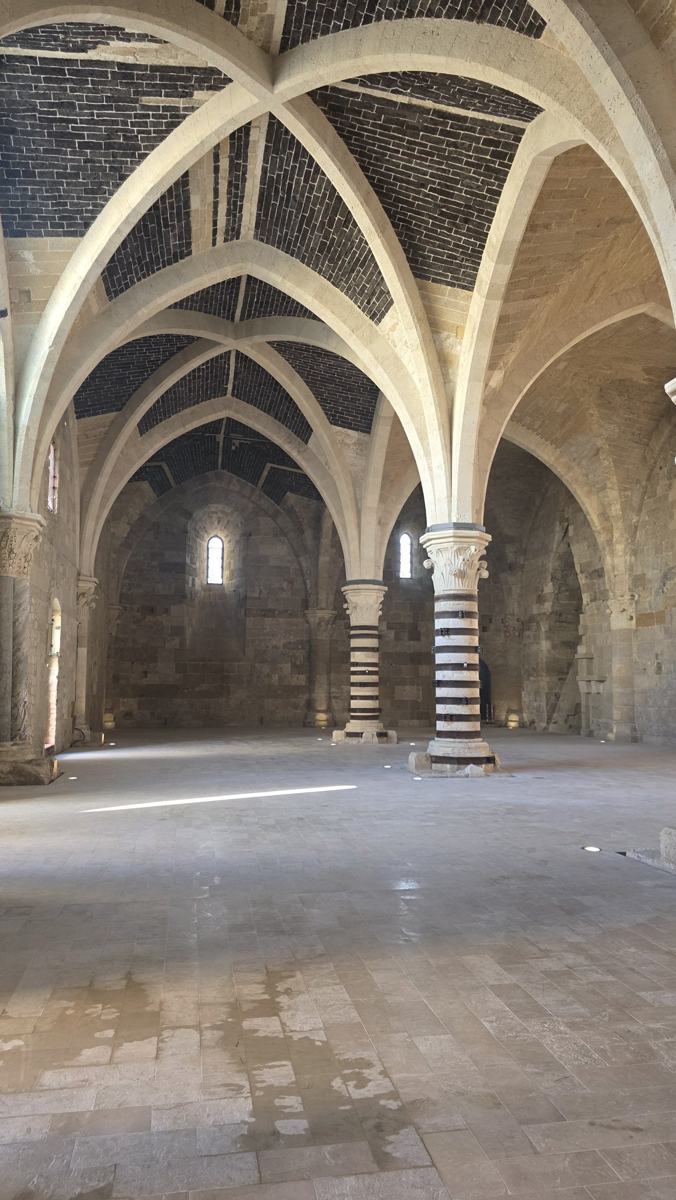 Vaulted stonework inside Castello Maniace.