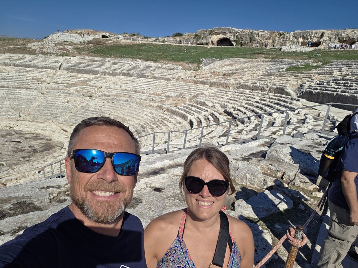 Together beside the ancient theatre.