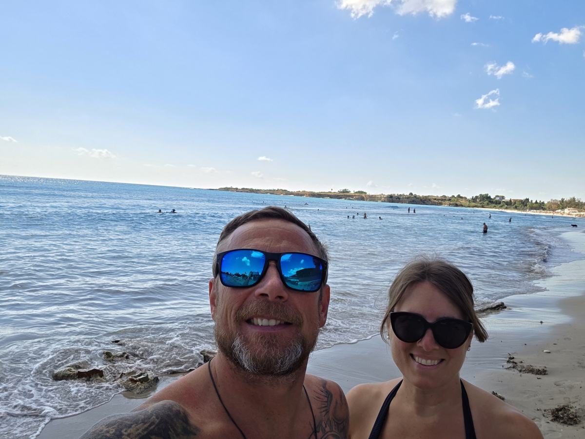 Together at our final beach stop near Syracuse.