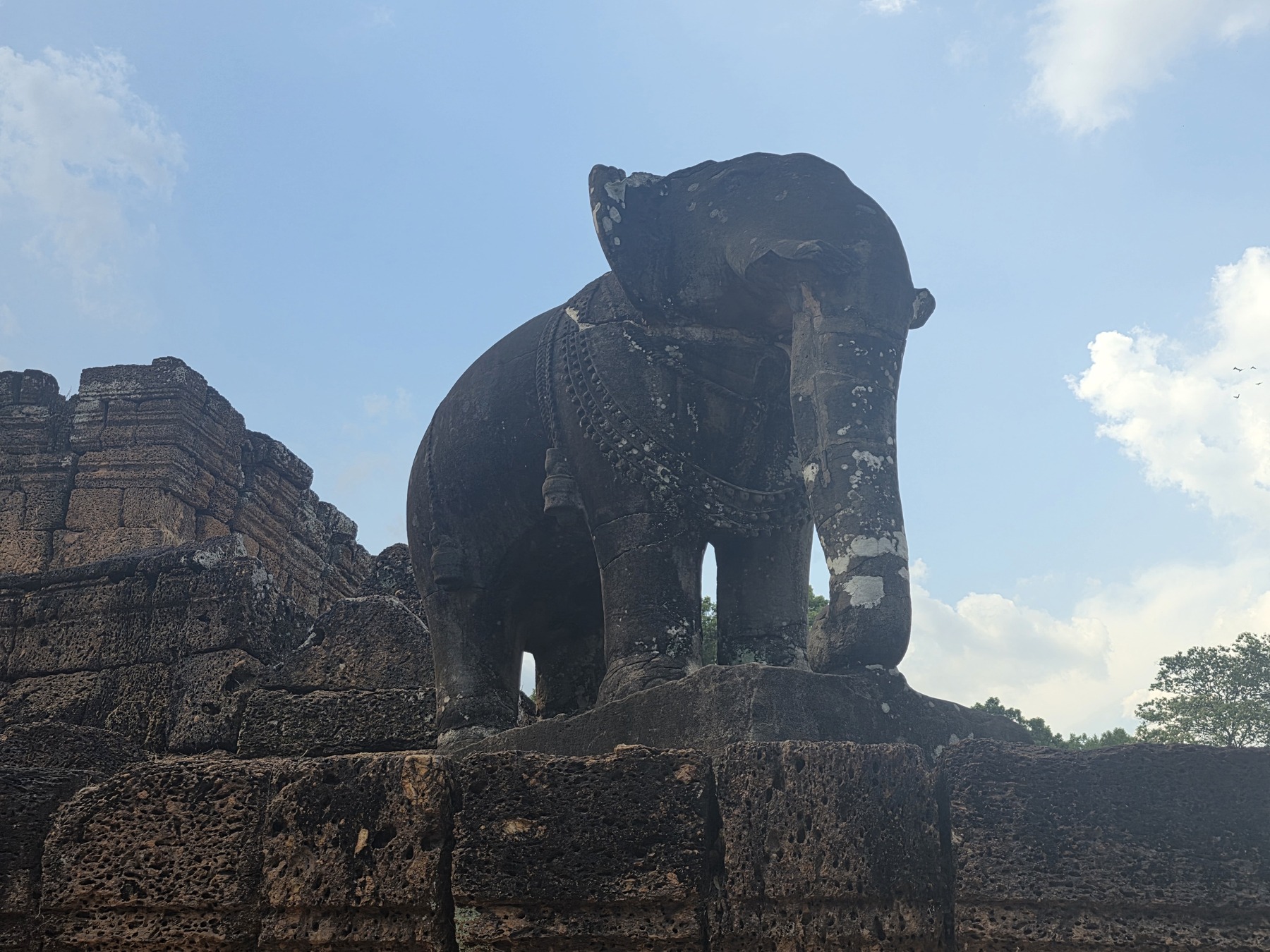 Stone elephant at an Angkor temple